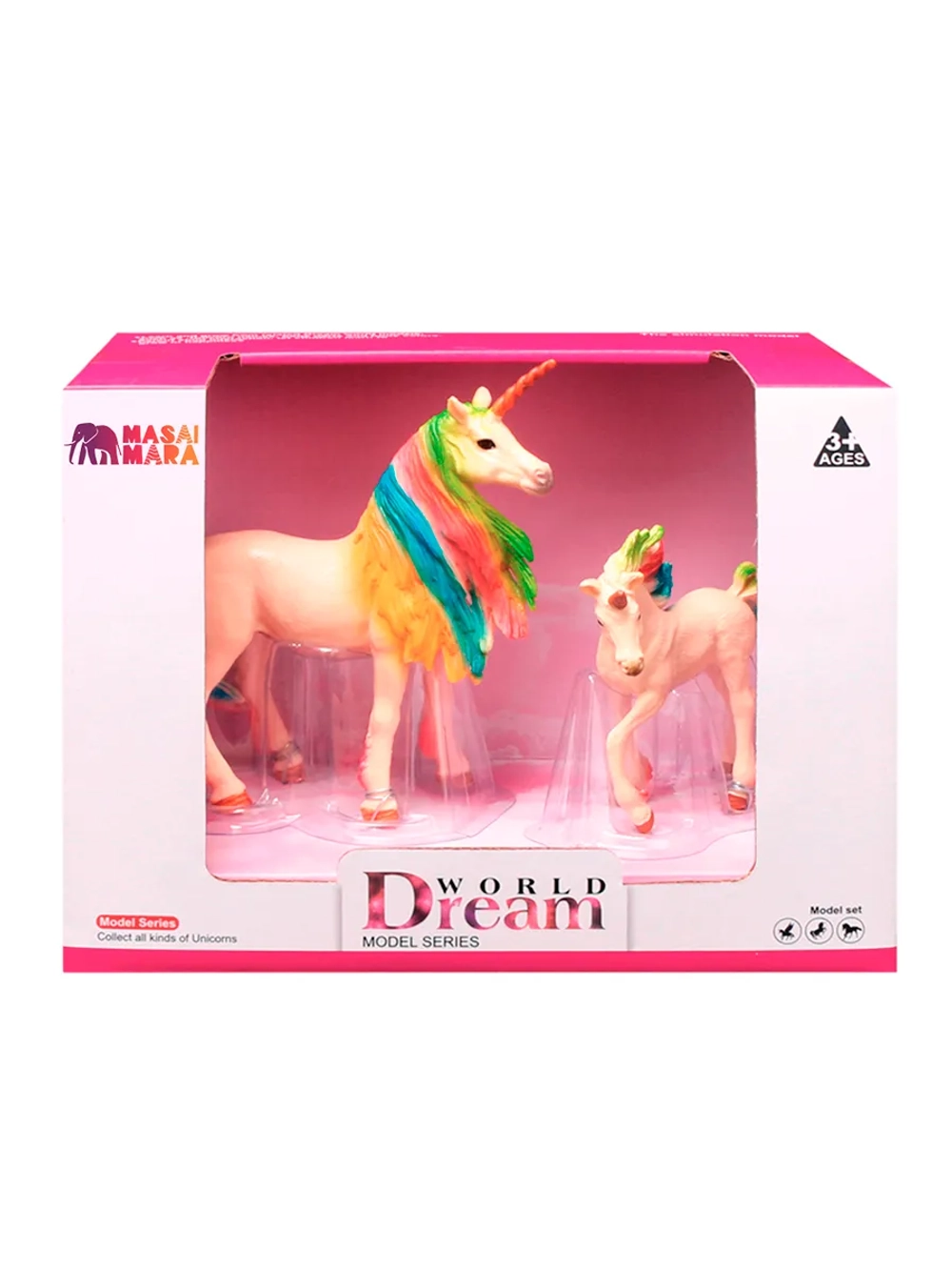 Набор фигурок животных Мир фэнтези Семья белых единорогов с радужной гривой 2 шт