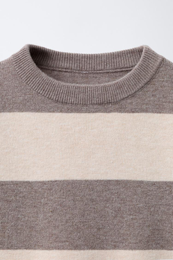 ZARA ТРИКОТАЖНЫЙ ДЖЕМПЕР В ПОЛОСКУ, ЭКРЮ/БЕЖЕВЫЙ