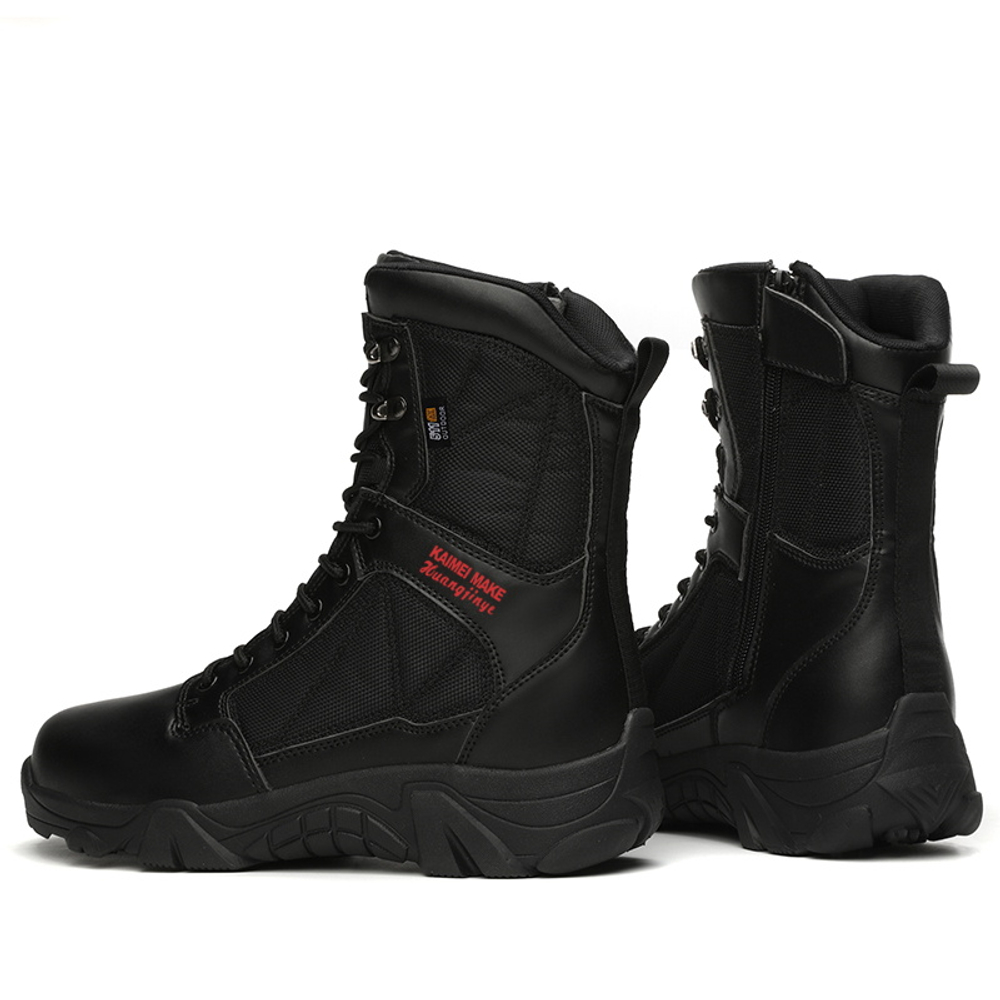 QINGZU PU, Mesh Breathable Abrasion Resistant Cushioning Short Combat Boots Men"s