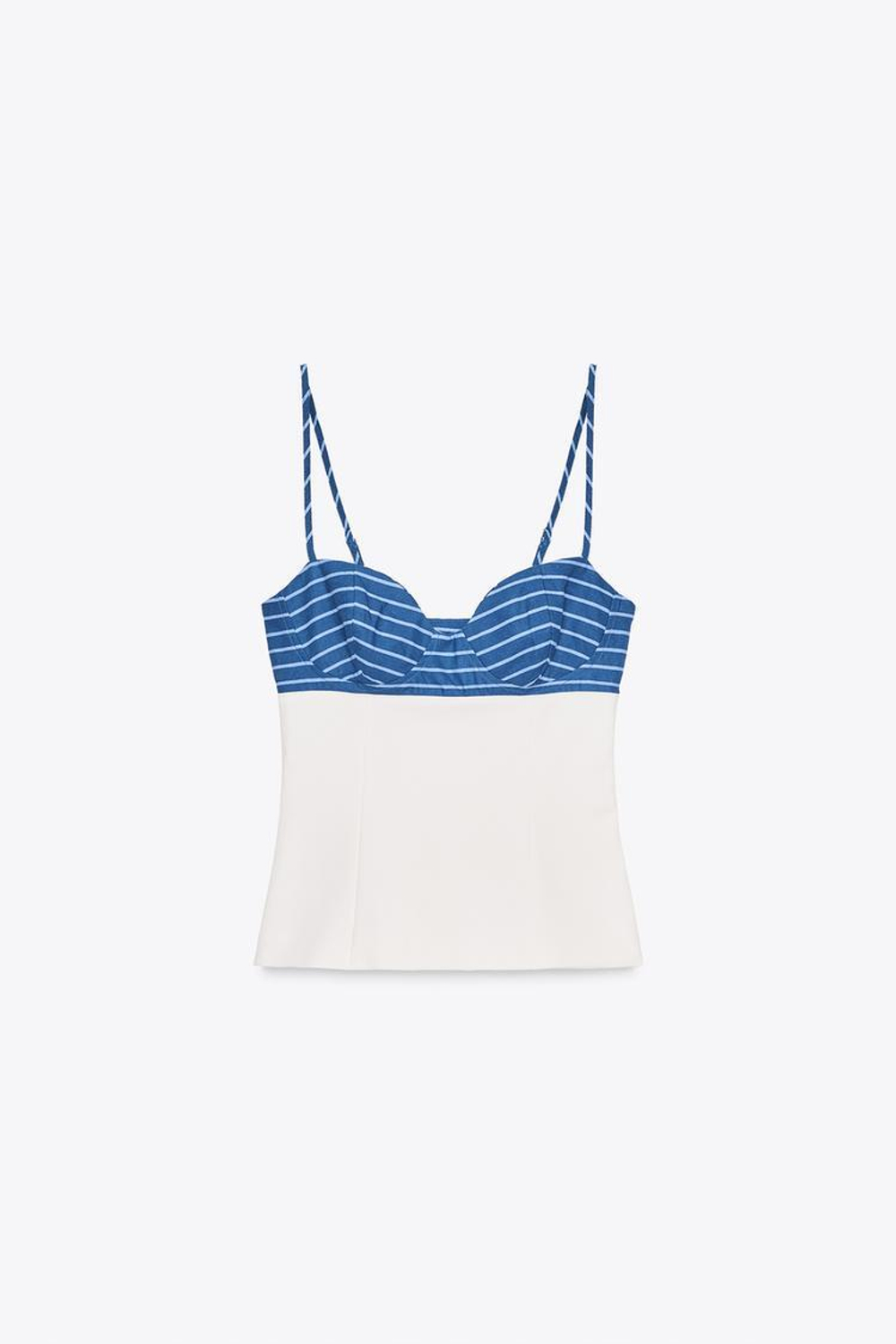 ZARA ЭЛАСТИЧНЫЙ ТОП С ПРИНТОМ, БЕЛЫЙ