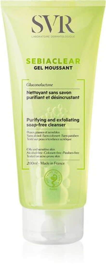 SVR Sebiaclear Gel Moussant - пенящийся очищающий гель для жирной и проблемной кожи /   200  ml  / GTIN 3401381332617
