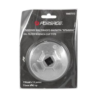 Съемник масляного фильтра "крышка"75мм х 12гр, в блистере Forsage F-10687512  F-10687512