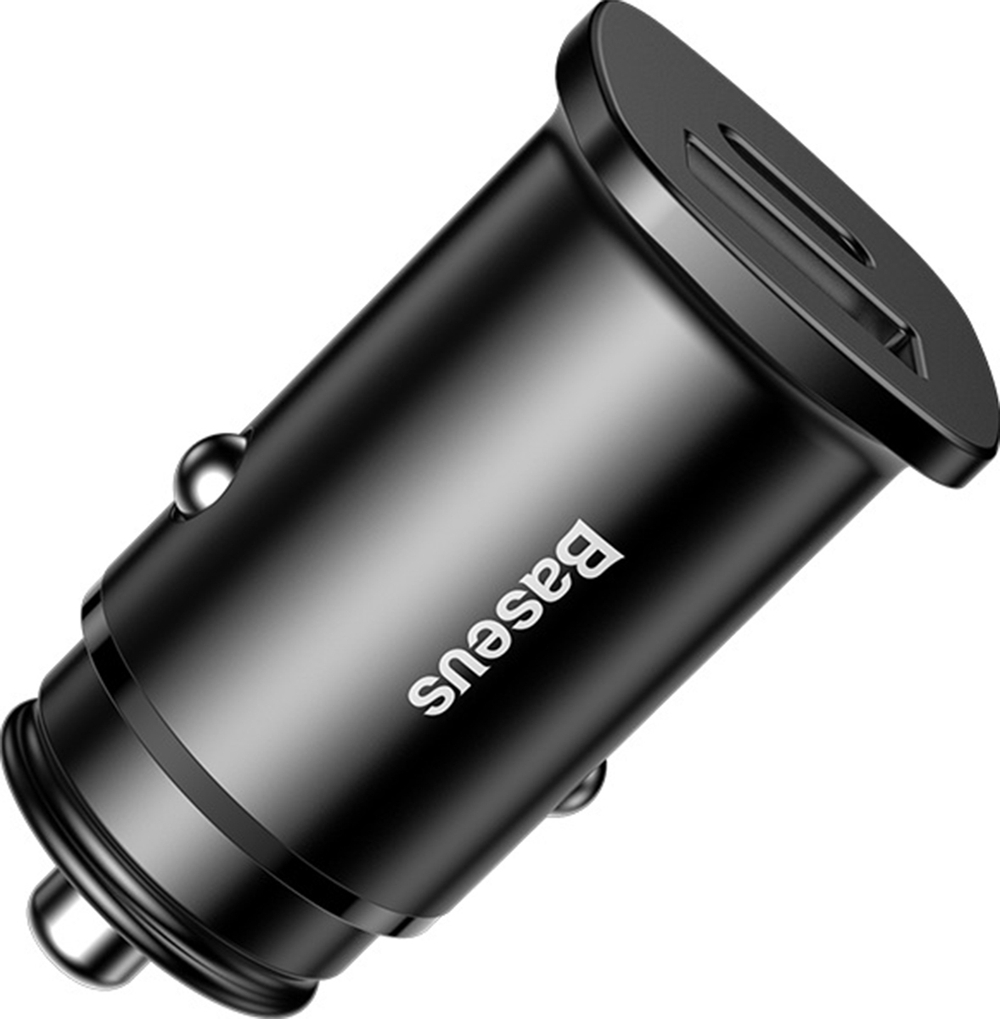 Автомобильное зарядное устройство USB-C+USB 30W 5A Baseus Square metal Black (CCALL-AS01)