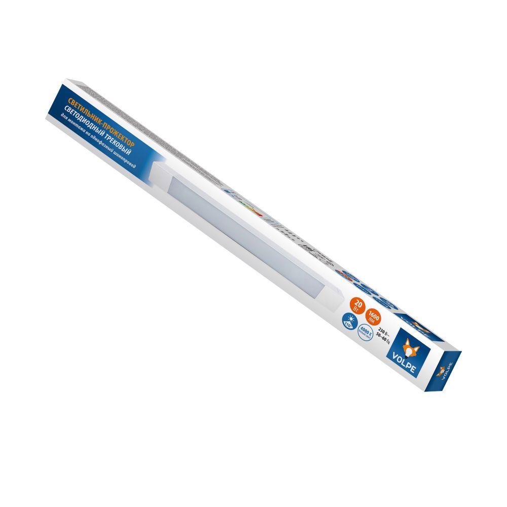 ULB-Q281 20W-4000K WHITE Светильник-прожектор светодиодный трековый. Линейный. 1600 Лм. Белый свет 4000К. Корпус белый. ТМ Volpe