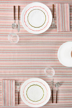 ZARA HOME ПОЛОСАТАЯ ХЛОПКОВАЯ СКАТЕРТЬ, МОРСКОЙ ЗЕЛЕНЫЙ