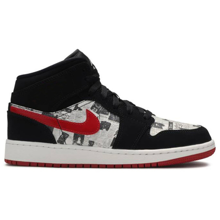 Кроссовки Air Jordan 1 Mid SE GS Newspaper Air Times