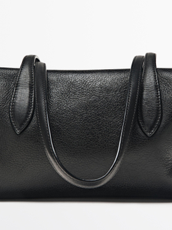 Massimo Dutti Сумка-мессенджер West из кожи наппа, черный