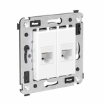 Компьютерная розетка RJ-45 без шторки в стену, кат.6А двойная, "Avanti", "Белое облако"