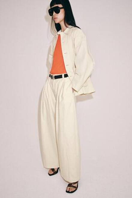 ZARA БРЮКИ ОВЕРСАЙЗ — ZW COLLECTION, ЭКРЮ