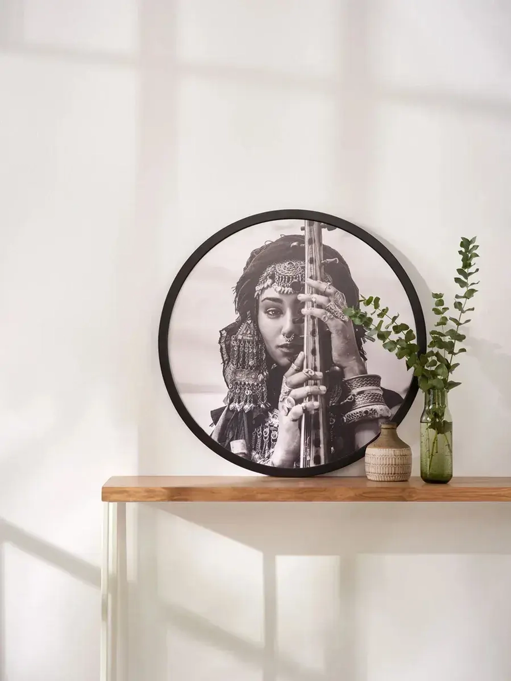 Круглая фоторамка 37 см, черная