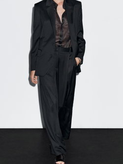 Massimo Dutti Брюки с выточками из сверхтонкой шерсти, темно-синий