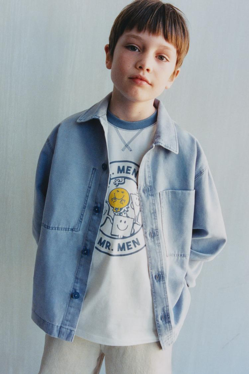 ZARA ХОЛЩОВАЯ КУРТКА-РУБАШКА, СИНИЙ