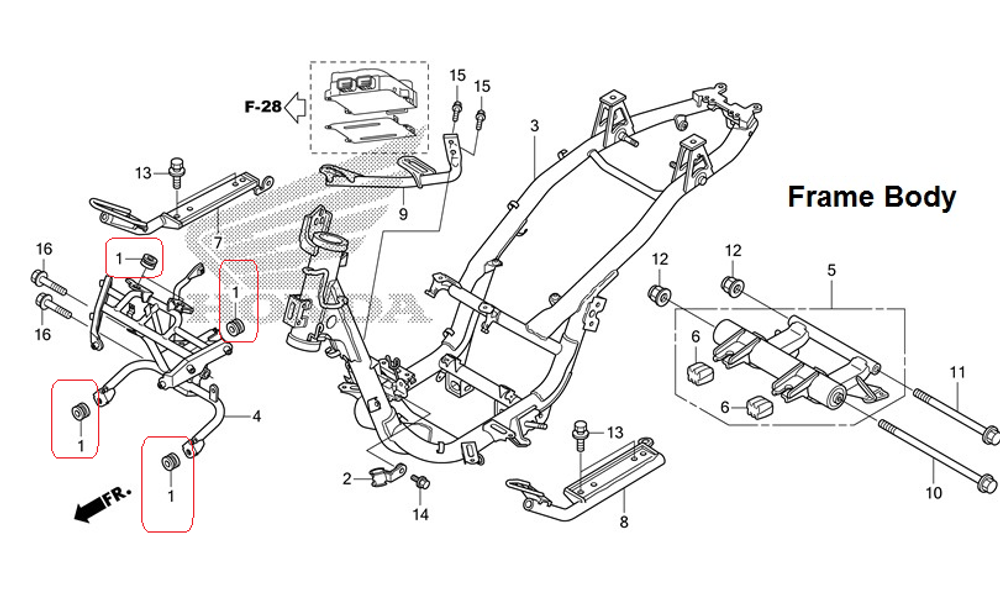19051-KA4-000. RUBBER, RADIATOR MOUNTING