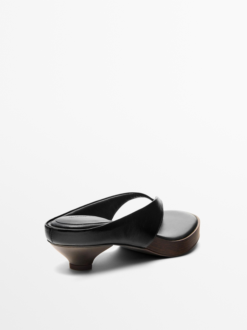 Massimo Dutti Сандалии на среднем каблуке с разделителем для пальцев ног, черный