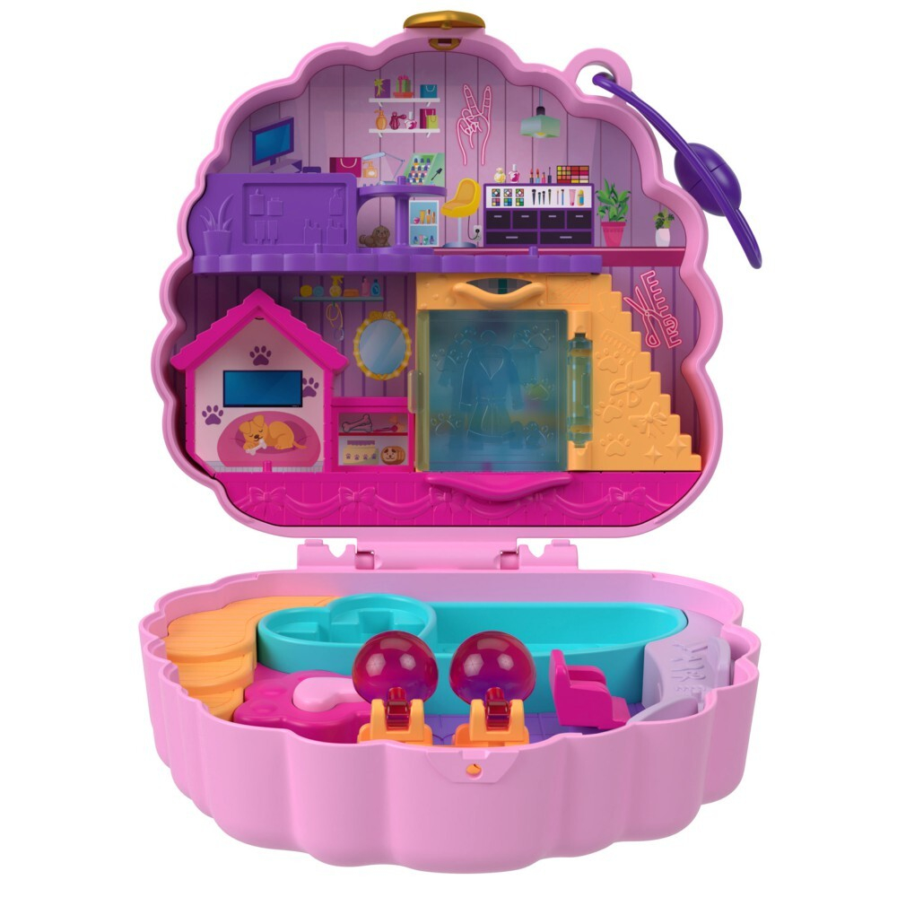 Polly Pocket - Пудель салон красоты Компактный набор 2 куклы + аксессуары HKV35 / артикул   FRY35 HKV35  / GTIN 194735109135