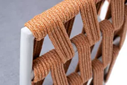 "Диего" стул плетеный из роупа, каркас из стали светло-серый (RAL7035) шагрень, роуп оранжевый меланж круглый, ткань светло-серая