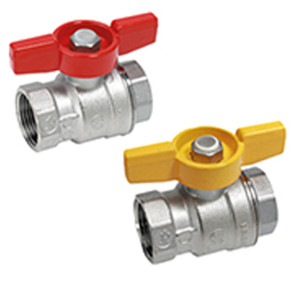 Кран шаровой, R851, 3/4", ВВ, ручка-бабочка красная, хромированный