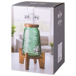 ДИСПЕНСЕР ДЛЯ НАПИТКОВ FLORA GREEN 3,5 Л НА ДЕРЕВЕННОЙ ПОДСТАВКЕ (АКАЦИЯ)