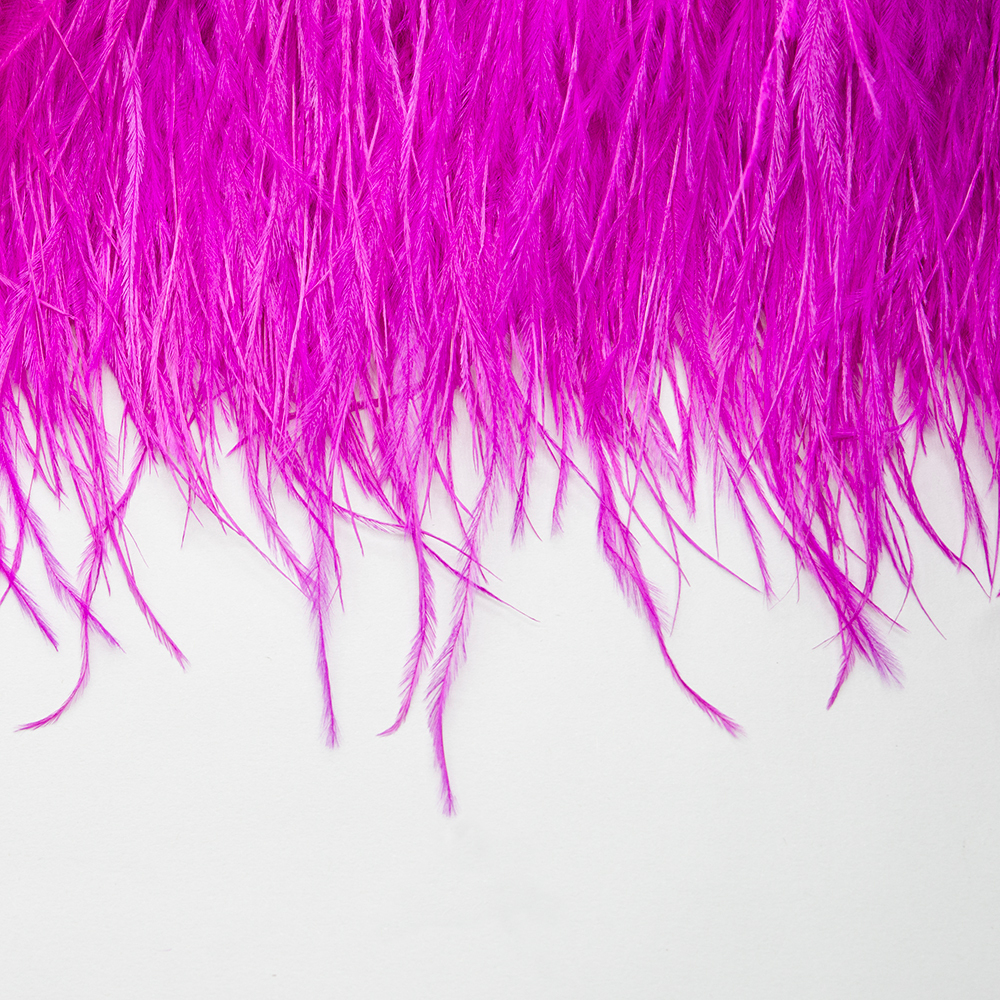 Страусиные перья на ленте, оттенок "Фуксия"