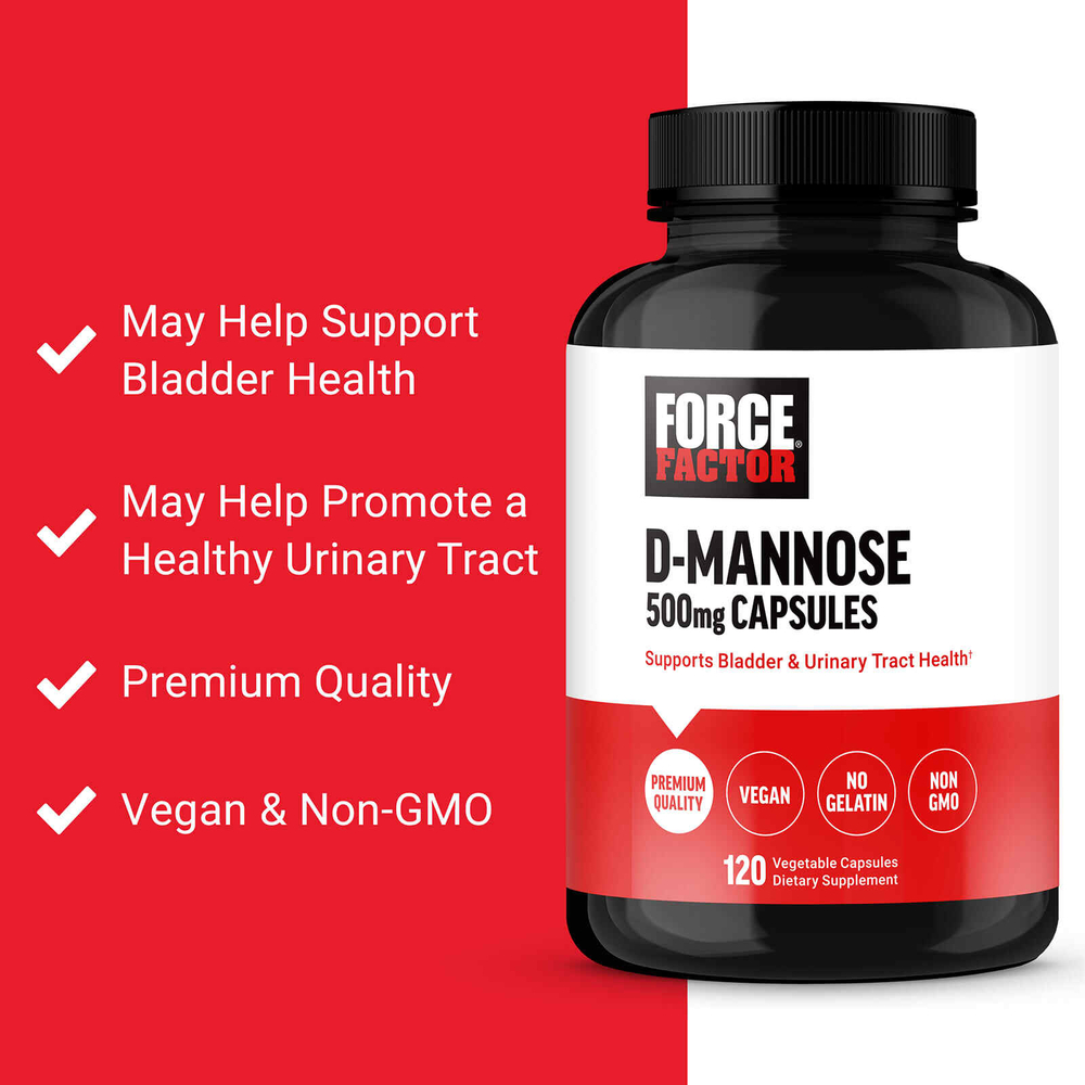 Force Factor, D-манноза, 500 мг, 120 растительных капсул
