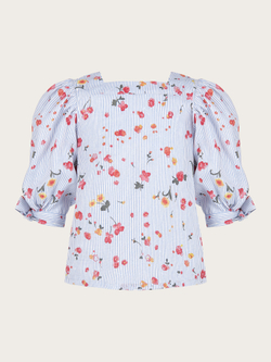 Хлопковая рубашка с цветочным принтом "Шафран"