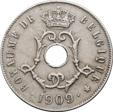 25 сантимов 1909 Бельгия (надпись на французском - ROYAUME DE BELGIQUE)