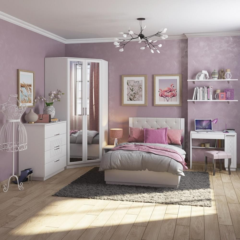 Кровать односпальная с подъемным механизмом 90х200 см Тиффани, Белый Поры Дерева, RINNER мебельная фабрика