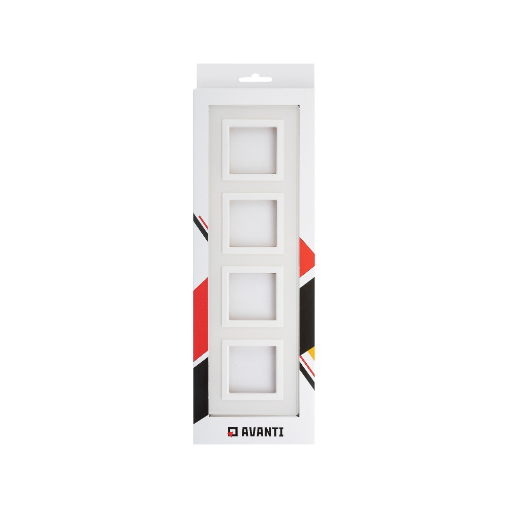 Рамка из натурального стекла, "Avanti", белая, 4 поста (8 мод.)