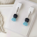 LEFIREL' Серьги серебряные женские "Ледяной чертополох" с цветами из муранского стекла / ювелирные украшения из родированного серебра 925