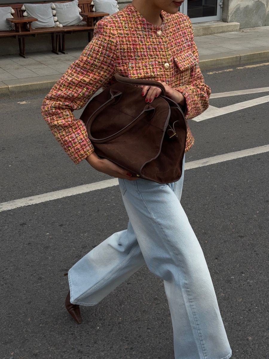 Жакет из твида укороченный разноцветный