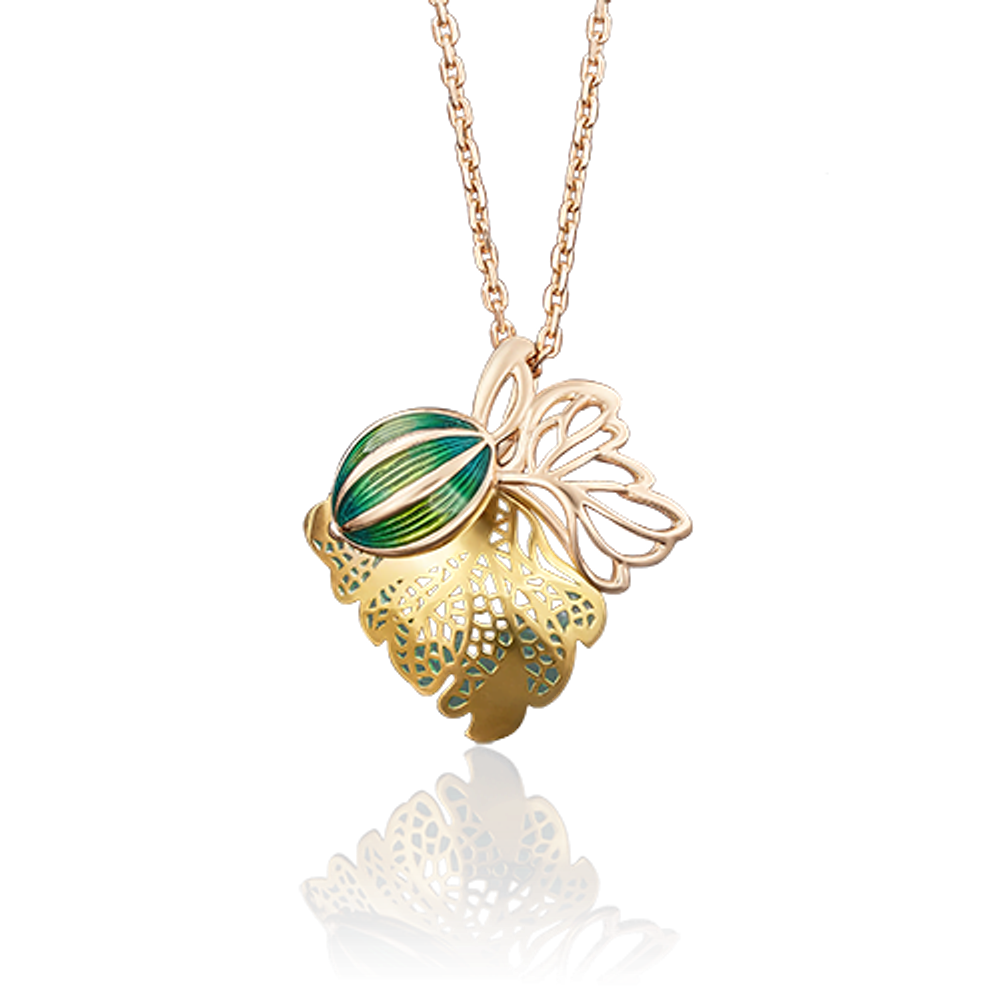 Подвеска «Крыжовник» из комбинированного золота с эмалью