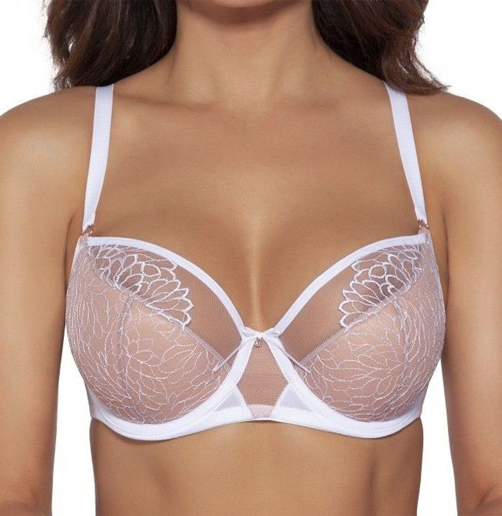 Бюстгальтер plus size на каркасах с нежной вышивкой (Размер: 80I) (Цвет: белый)