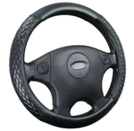 Оплетка на руль круглая CarFashion -М- «ROMB» 35060 - Экокожа - черный/красный