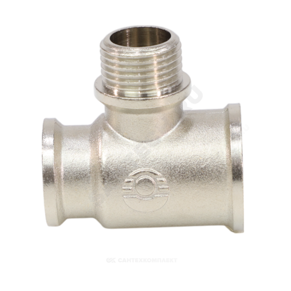 Тройник латунь никель переходной Ду 20х15х15 (3/4"х1/2"х1/2") ВР/НР/ВР VALFEX VF.132.N.034.012.012
