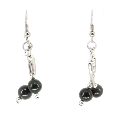 Серьги "Парочка" нефрит темный