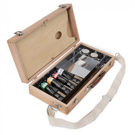 Ящик художника SB-22 с алюм. органайзером, складной палитрой и ремнем, бук