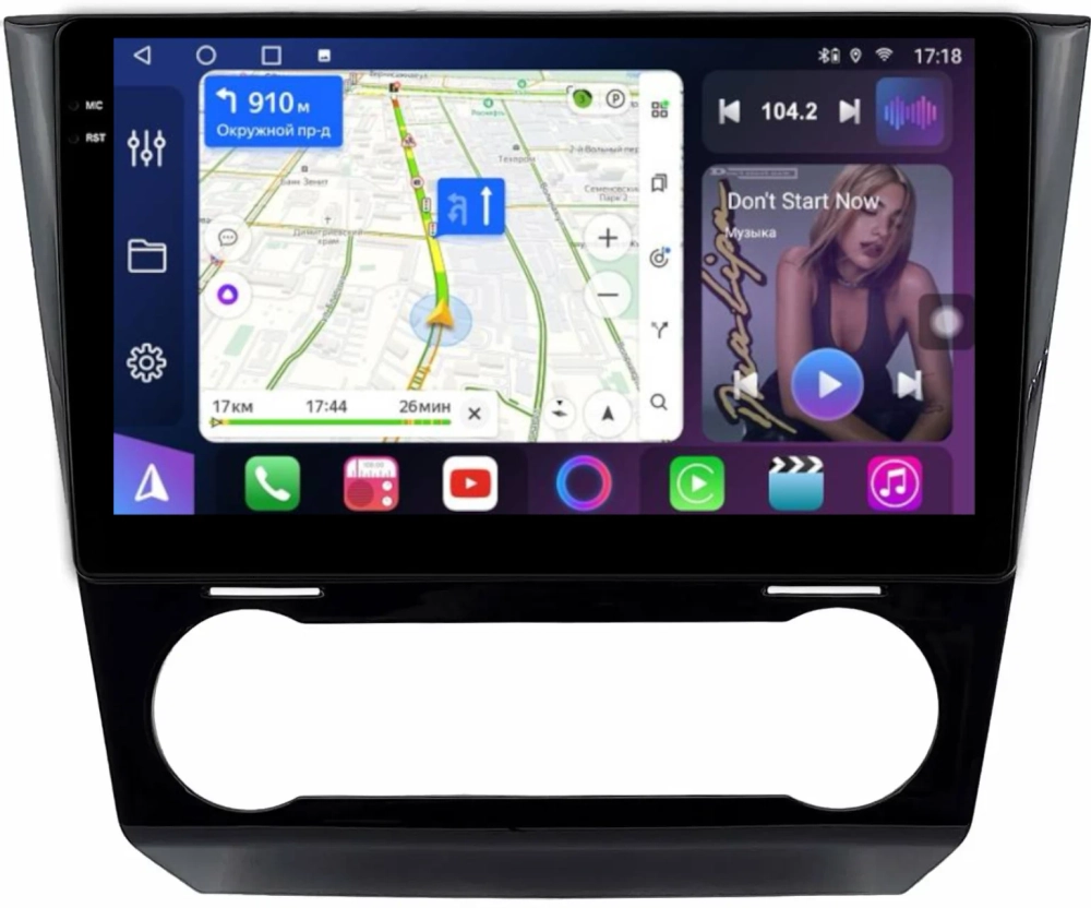 Магнитола для Subaru Levorg 1 VM 2017-2020 (без штатного 360) - FarCar 9645F3A монитор 9.5" QLED на Android 14, TS18, CarPlay, 4G SIM-слот