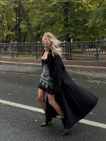 Юбка мини из костюмной ткани, Серая