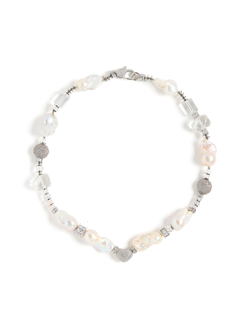 Колье "Tube pearl shine" Silver