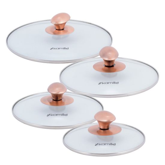 Набор кастрюль 8 предметов Kamille KM 4937 (1,5 л; 2 л; 3 л; 5 л.) из нержавеющей стали с ручками под медь