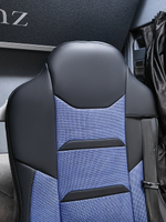 Чехлы Люкс Mercedes Actros MP3 (экокожа, черный, синяя вставка (рогожка))