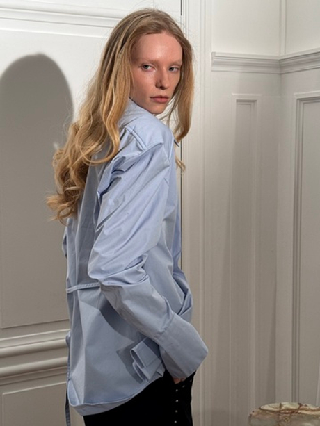 Голубая рубашка Paper Moon с завязками на поясе