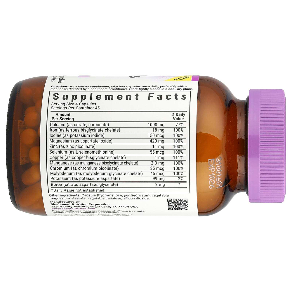 Bluebonnet Nutrition, мультиминералы и бор, 180 вегетарианских капсул