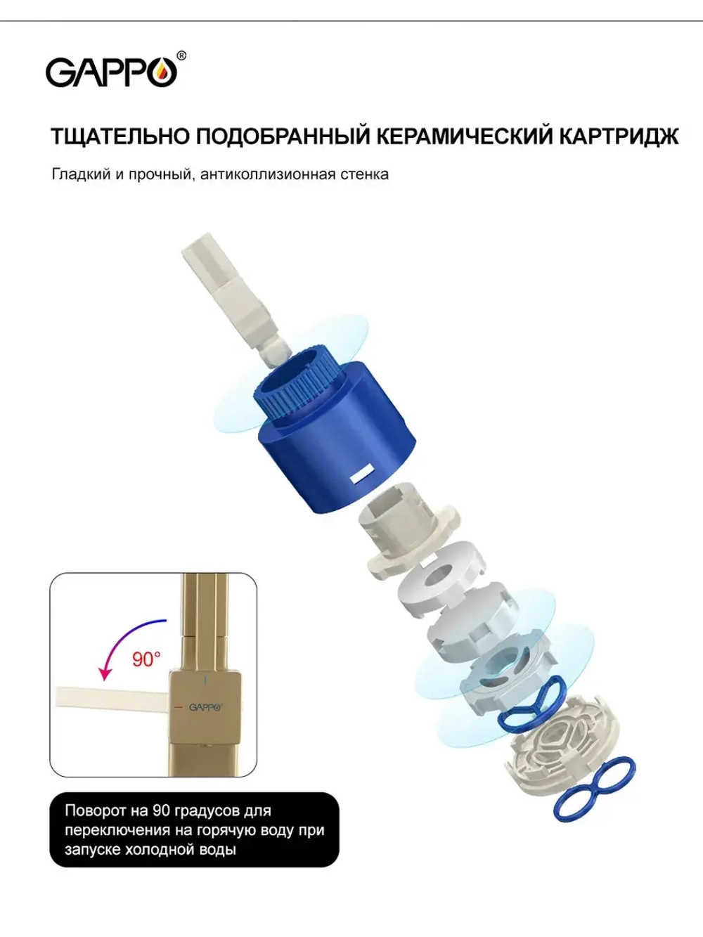 Смеситель для кухни с подключением к фильтру Gappo G4395-53