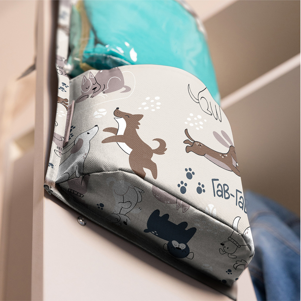 Кармашки для детского сада на липучке. Собаки принт