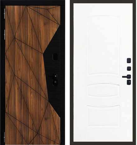 Входная дверь в квартиру Лекс Гранд Премьер черный кварц + орех каньон (Морра) /  №68 Белая шагрень (белый матовый, без текстуры)
