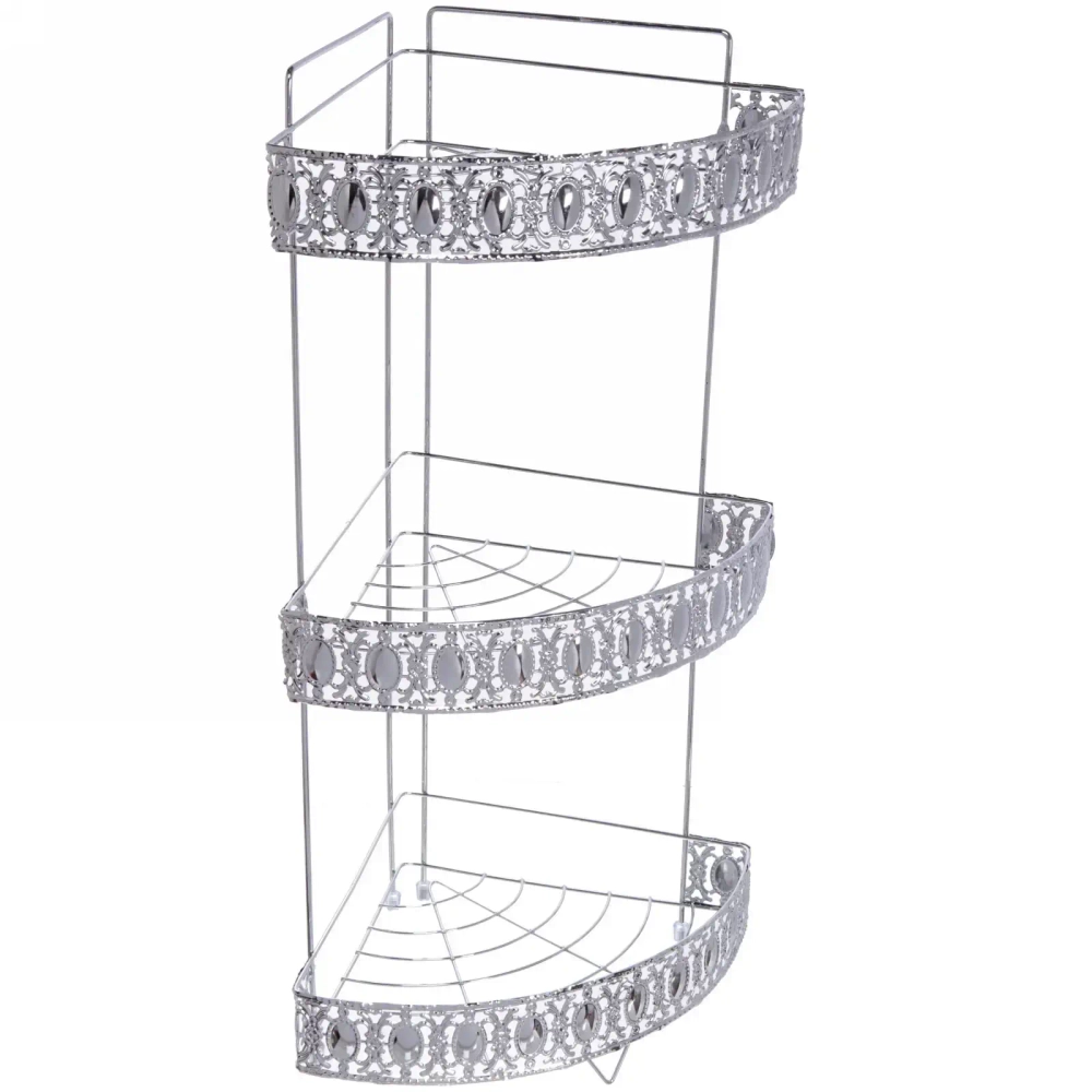 Полка для ванны металлическая угловая тройная 30х23х55см. HP58-0171B