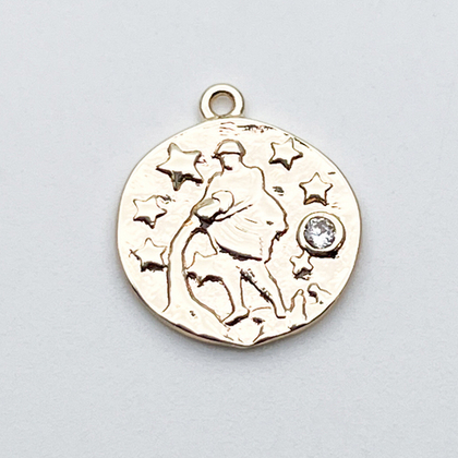 Подвеска Знак Зодиака Водолей, цвет золото, фианит, размер 16*14 мм, цена за 1 шт