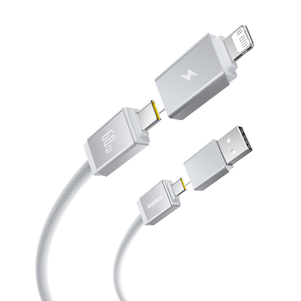 Кабель C+U - C+L Baseus Versatile Two-for-Two Charging+Data 60W 0.6-2m - Moon White