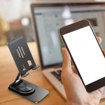 Подставка для телефона, планшета, металлическая,  вращающаяся. Держатель для телефона. Подставка под телефон, универсальная портативная,  цвет белый